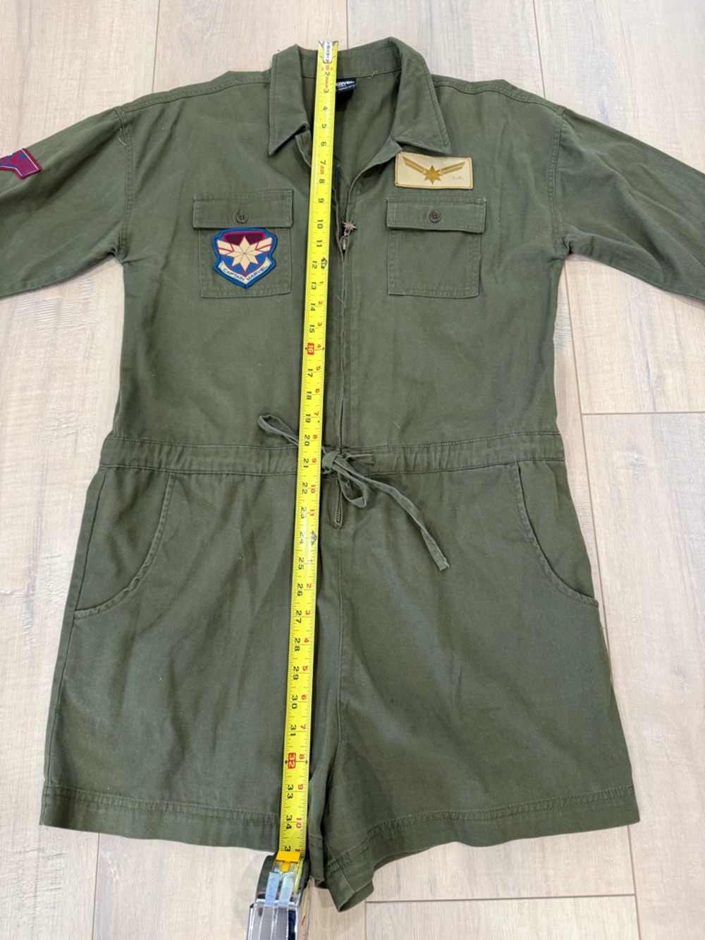 Marvel Captain Marvel Olive Green Utility Jacket Label Detail - Picture 3 of 5